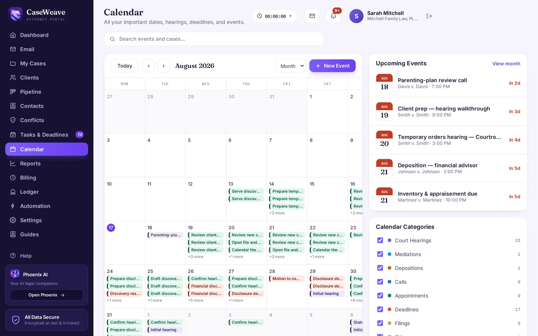 The firm calendar across a busy month.
